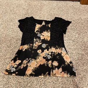 Black floral shirt